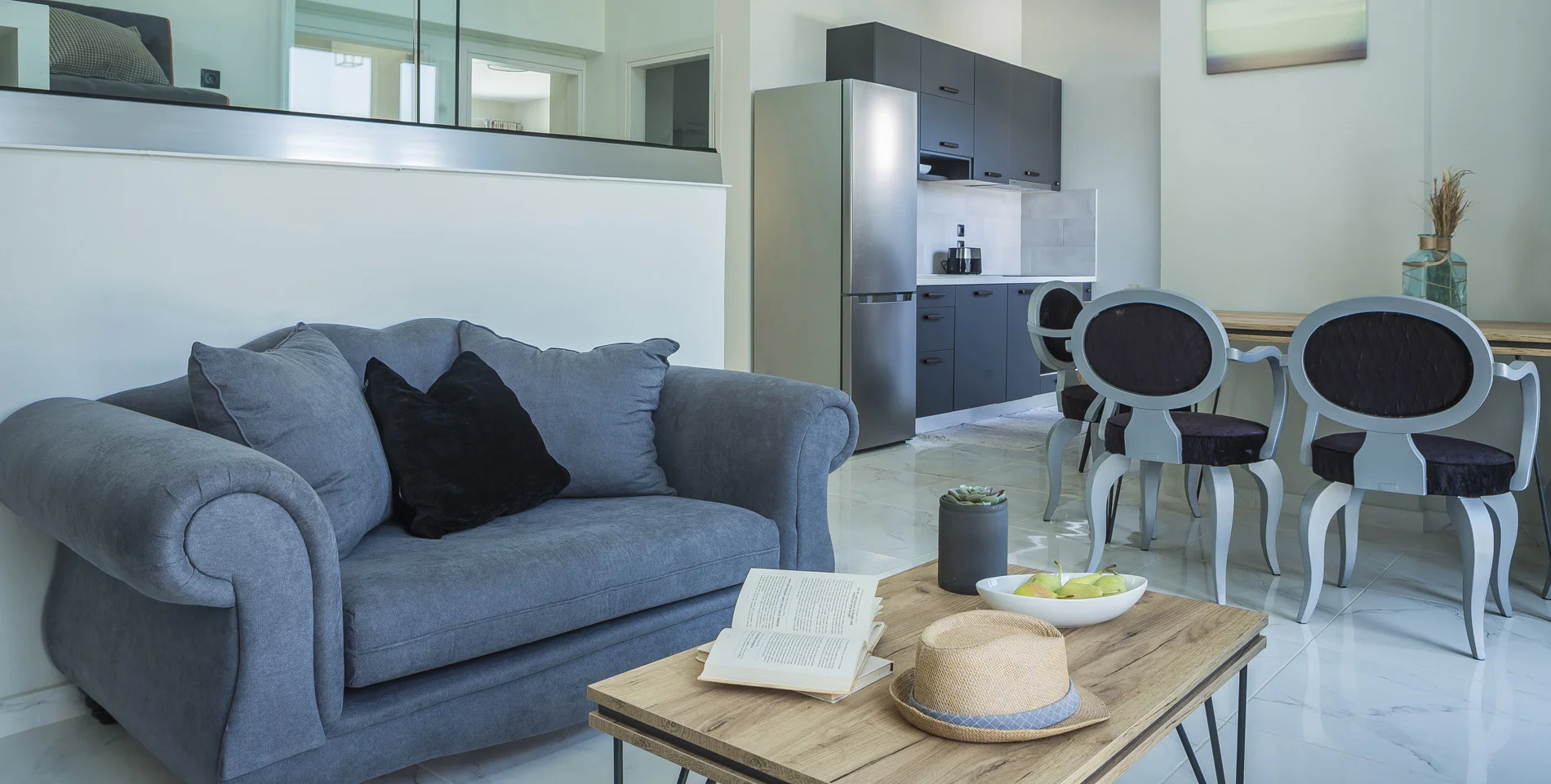 Open-plan lounge in luxury villa Argostoli Kefalonia