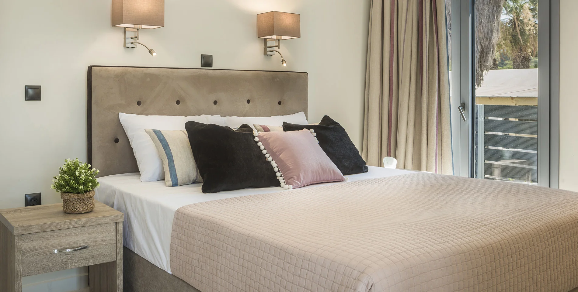 Luxury villa bedroom in Kefalonia with double bed