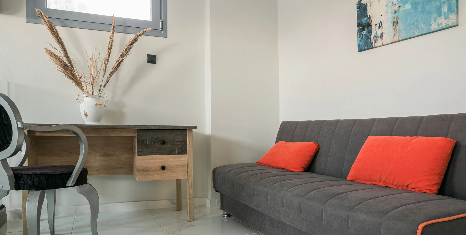 Modern interior design in seafront villa Kefalonia